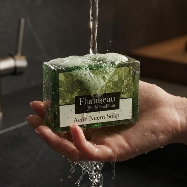Acne Neem Soap for Pimples, Oil Control & Deep Skin Cleansing Acne Neem Soap for Pimples, Oil Control & Deep Skin Cleansing – Flambeauty (image 3)