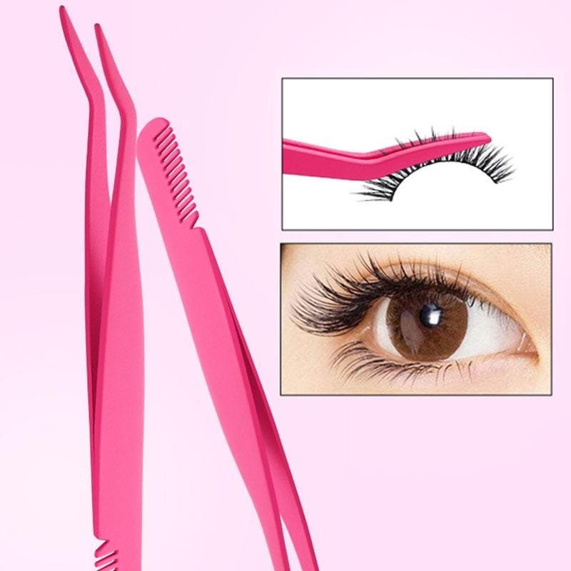 Eyebrow Tweezer With Eyebrow Brush Comb Eyelashes Extension Tweezers Double Eye Clip – Flambeauty (image 3)