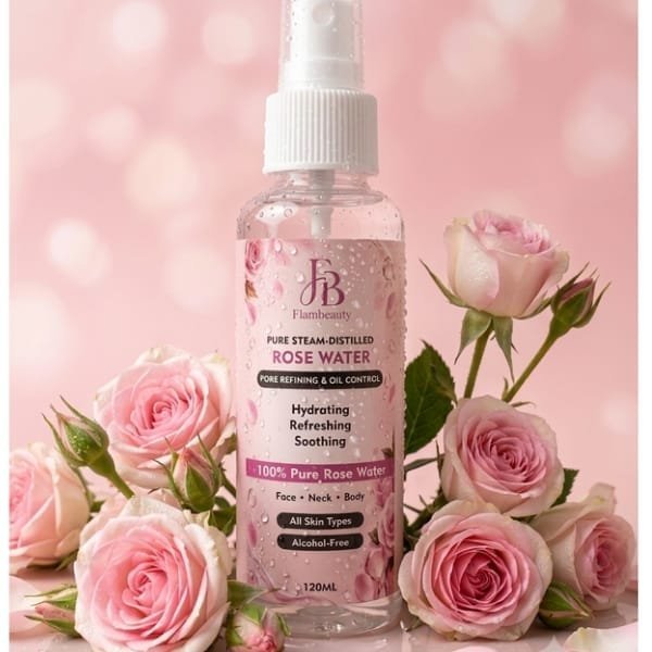 Flambeauty Pure Steam-Distilled Rose Water – 120ml – Flambeauty (image 3)
